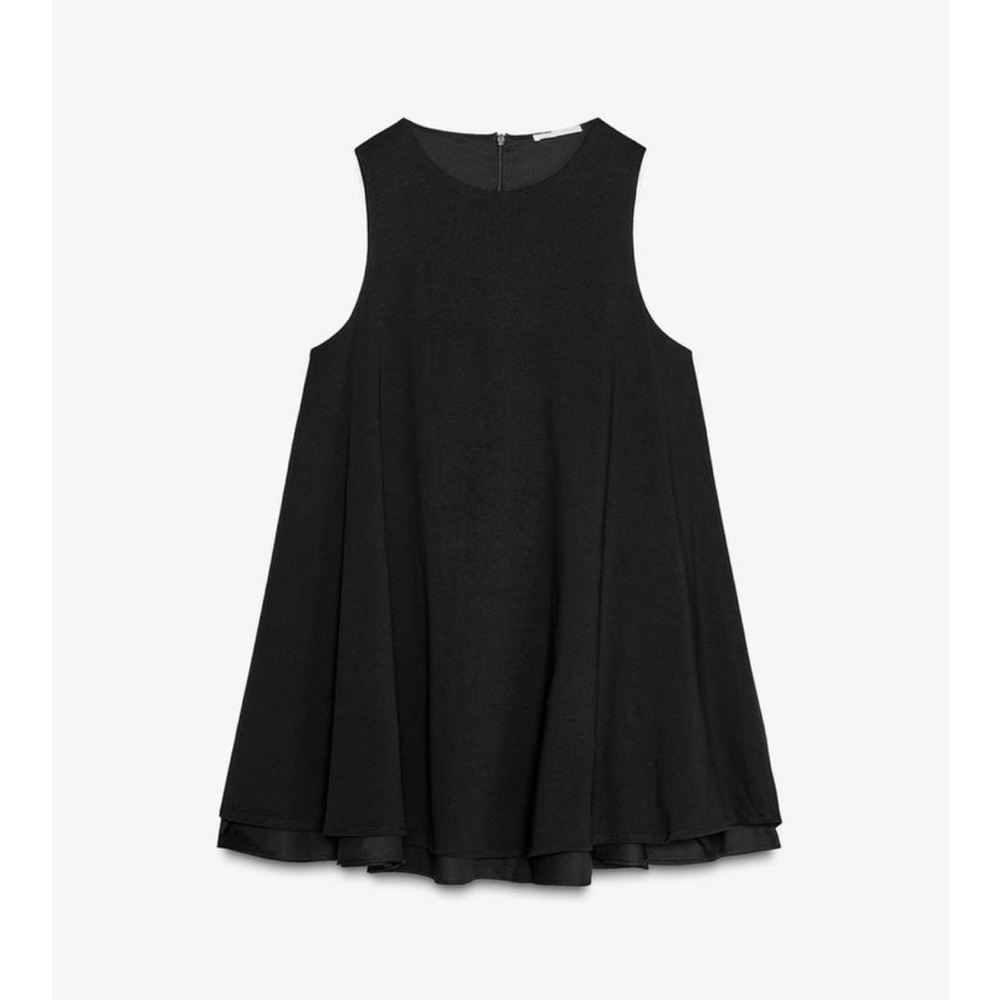 Zara Black Sleeveless Mini Swing Dress